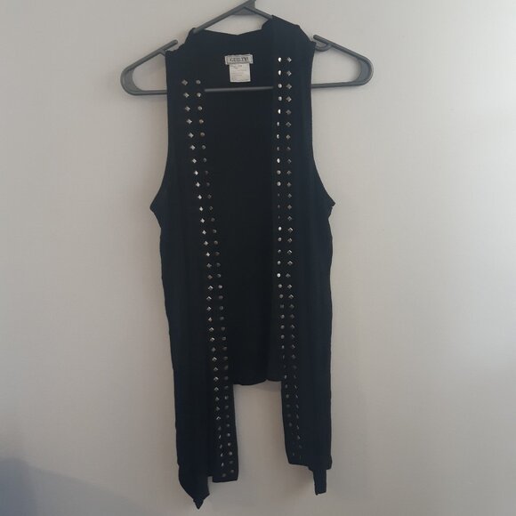 Cardigan Open Sleeveless Jacket Black Lightweight without closure - Picture 1 of 5
